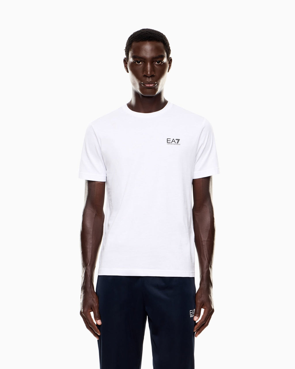 EA7 Empori Armani T-shirt da uomo Core Identity in cotone Pima 8NPT25 PJVPZ 1100 bianco