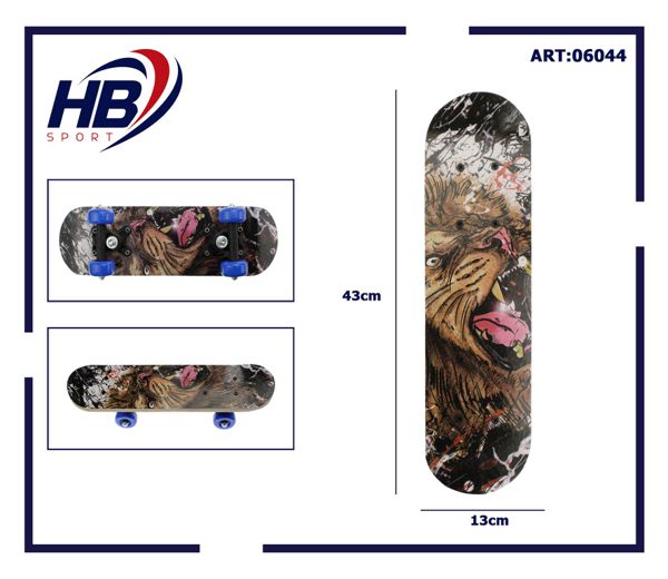 Hb Sport Skateboard Bambini Unisex Skate In Legno Fantasia Colorato 43 Cm Pvc