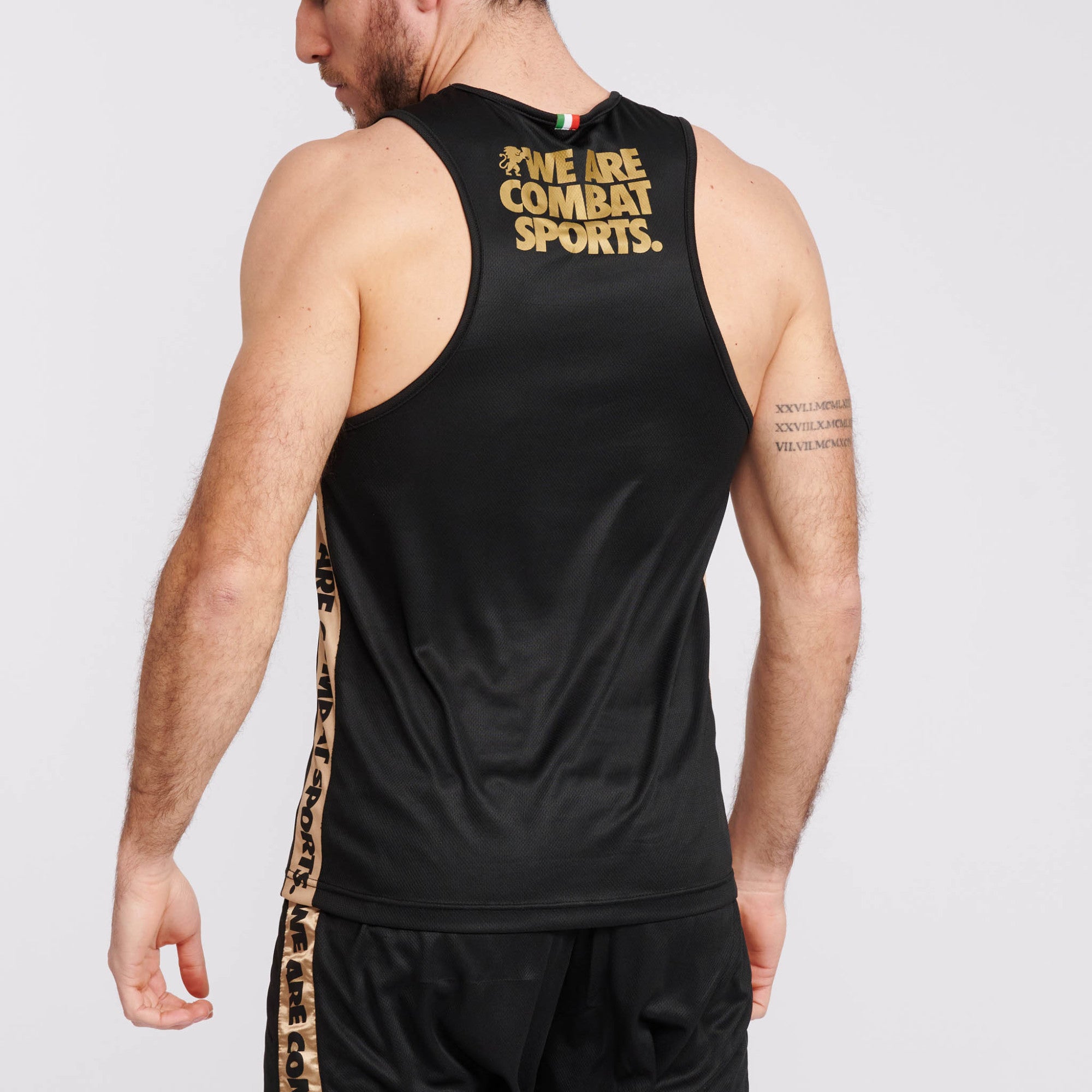 Leone Canotta Boxe DNA Uomo AB228 Nero Oro Logo Dorato