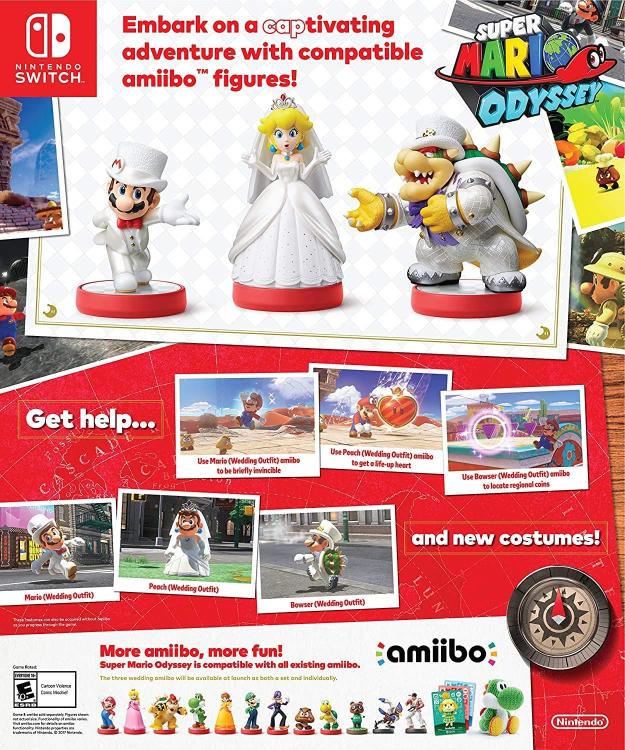 Amiibo Nintendo Super Mario Odyssey Peach Sposa Figure Da Collezione Wedding