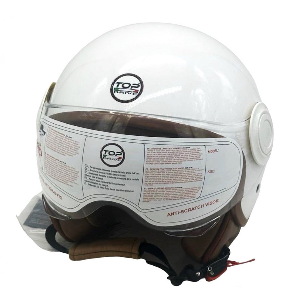 CASCO JET SIRIO SHINE MOTO SCOOTER OMOLOGATO ECE VISIERA REMOVIBILE (BIANCO tg.L)
