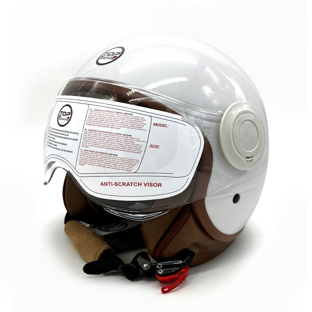 CASCO JET SIRIO SHINE MOTO SCOOTER OMOLOGATO ECE VISIERA REMOVIBILE (BIANCO tg.L)