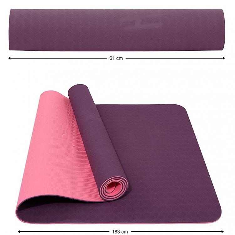 Tappetino Pilates Tappeto Yoga Materassino Fitness Gomma Tpe 6mm Bicolore Blu
