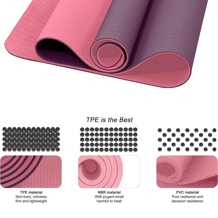 Tappetino Pilates Tappeto Yoga Materassino Fitness Gomma Tpe 6mm Bicolore Blu