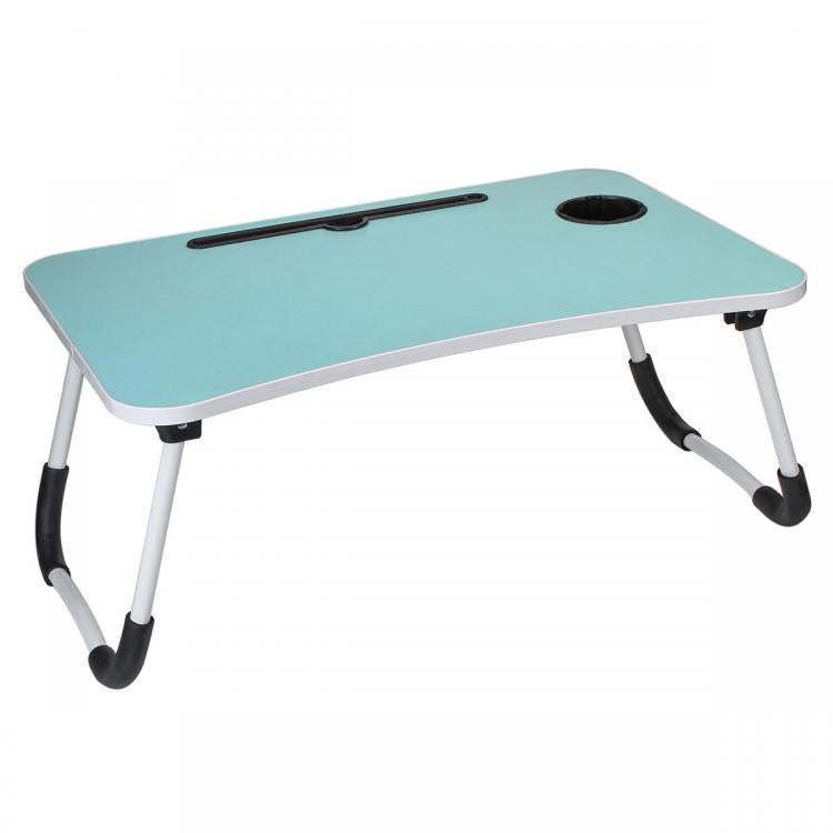 Tavolino Pieghevole Letto Vassoio Colazione Studio Tablet Pc Notebook Legno Blu