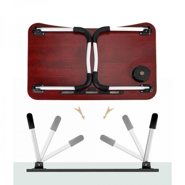 Tavolino Pieghevole Da Letto Vassoio Colazione Studio Pc Notebook Legno Naturale