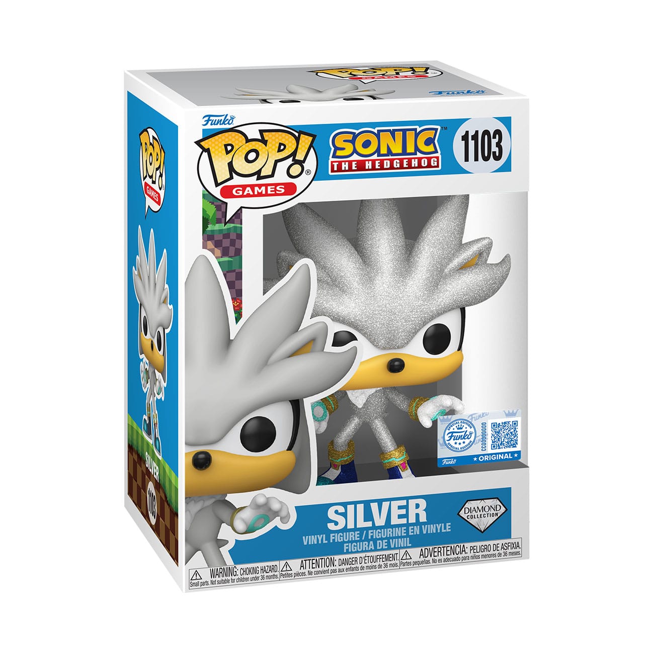 Funko Pop ! Games Sonic The Hedgehog - (1103) Silver Special Edition Diamond 9cm