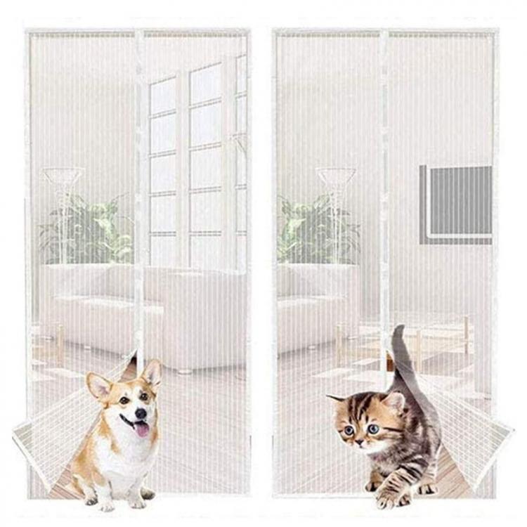 Zanzariera Magnetica 90X210 Tenda Per Porte Finestre Universale Calamita Bianca