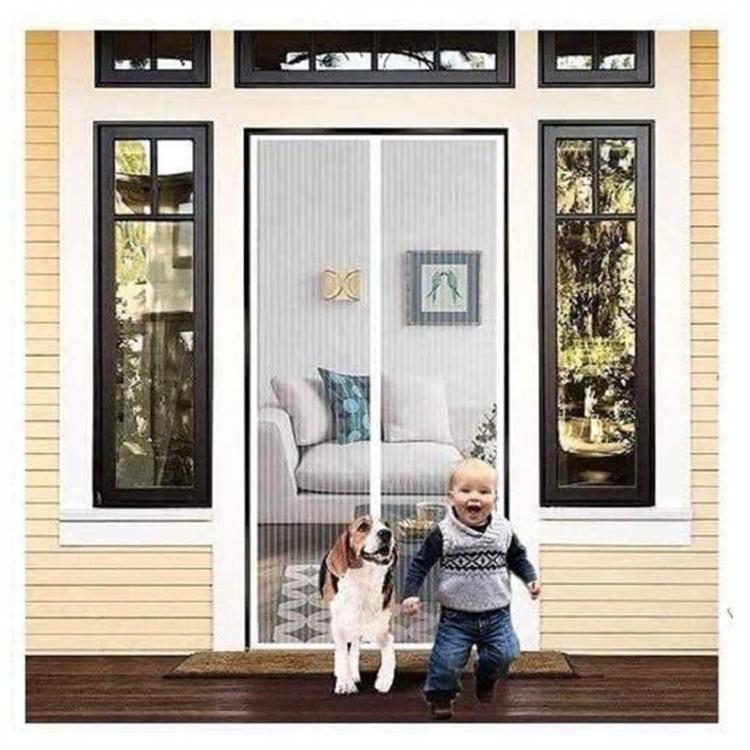 Zanzariera Magnetica 90X210 Tenda Per Porte Finestre Universale Calamita Bianca